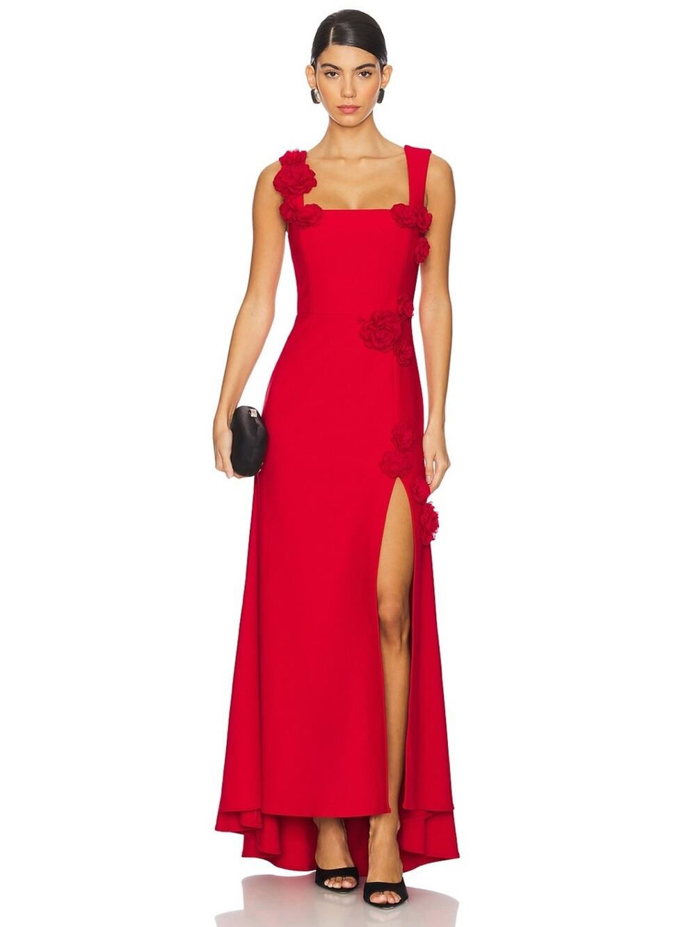 Elliatt Evanora Floral Gown in Red M